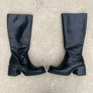 Black Leather Knee-High Boots